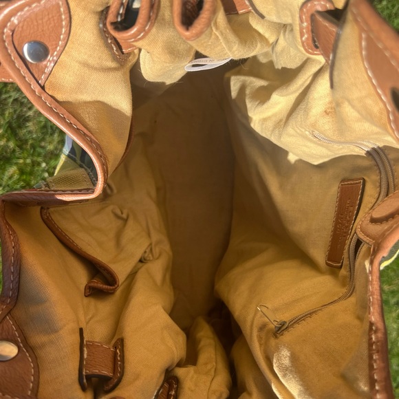Miriam’s Fossil Patchwork Stripe Hobo 💚🧡💛Purse Bag Tote W/Leather Trim 👜 - Picture 11 of 12